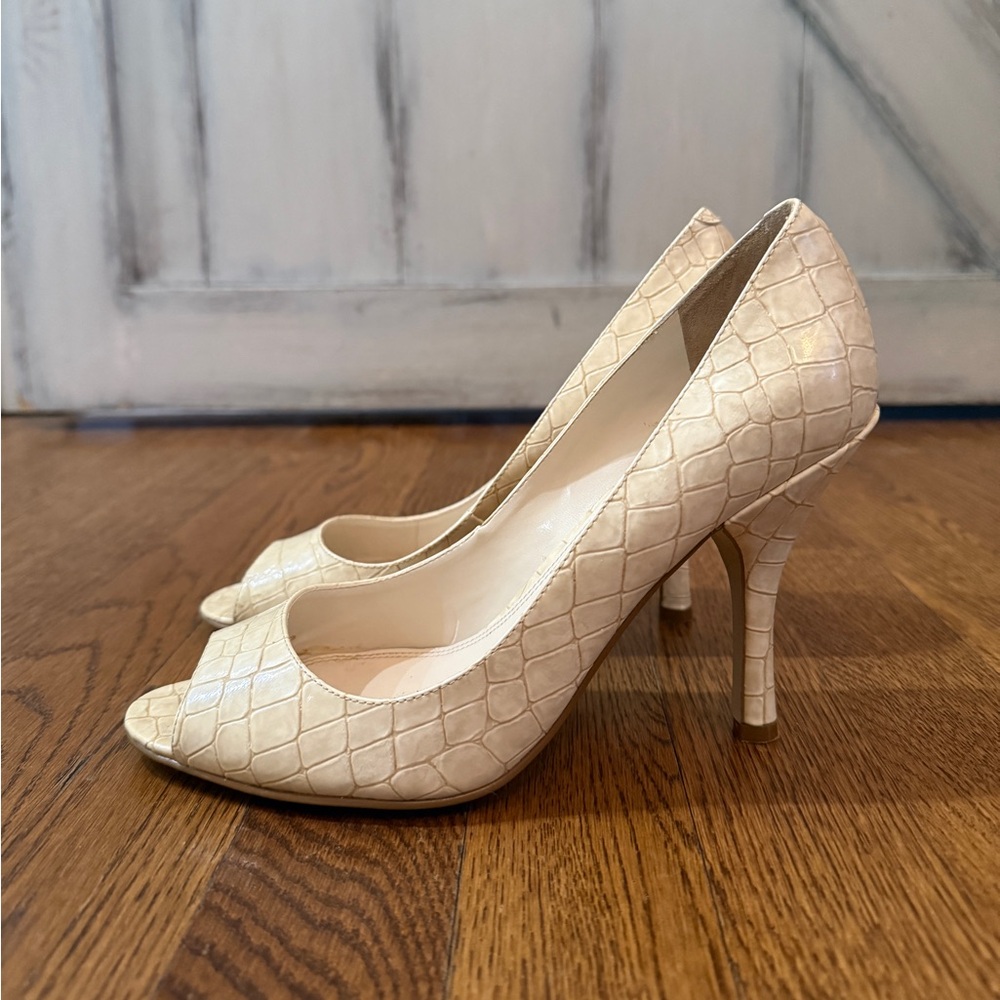 Beige Snake Skin Heels